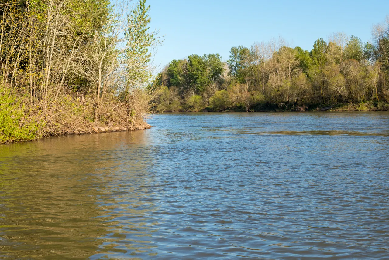 Willamette River at Keizer Rapids Park; community context, not a roof project